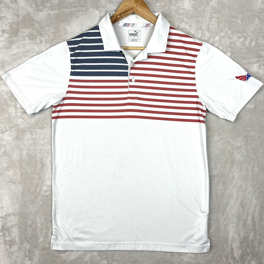 Puma Volition America Patriotic Golf Polo Shirt Size S Stars Stripes Americana